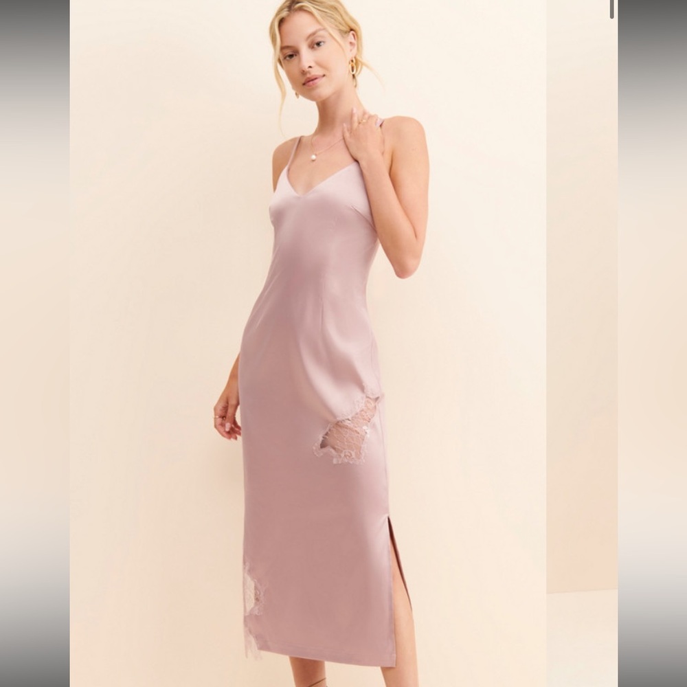 Allina Liu Pink Lace Slip Dress - Picture 2 of 7